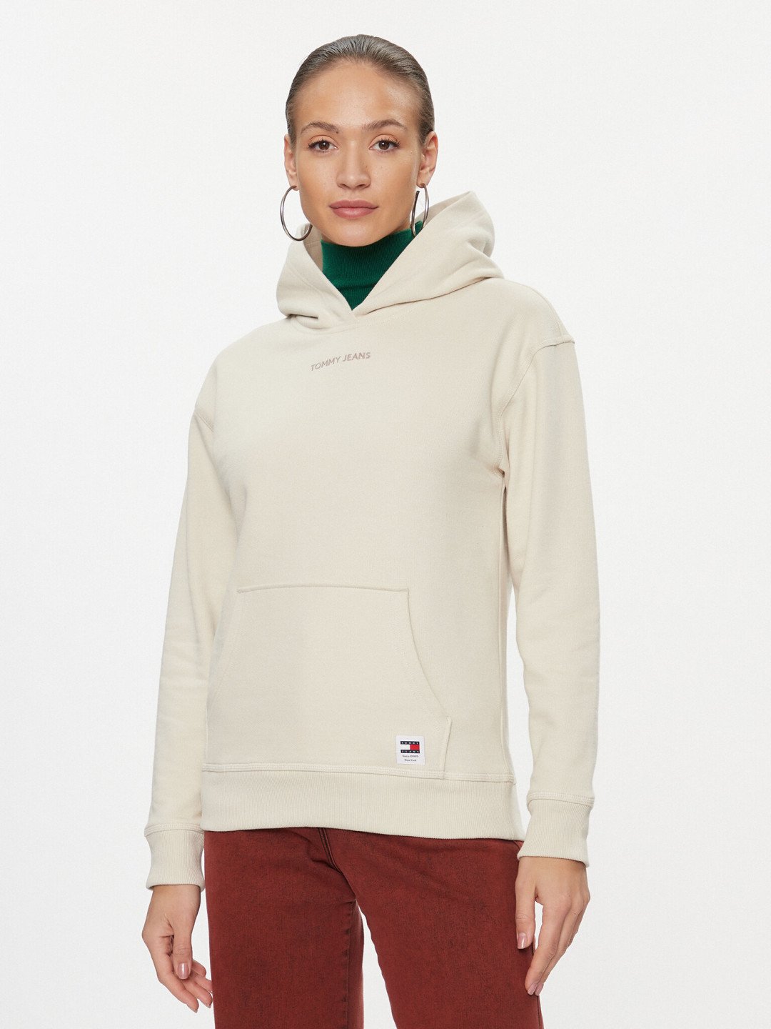 Tommy Jeans Mikina Classic DW0DW17329 Béžová Relaxed Fit