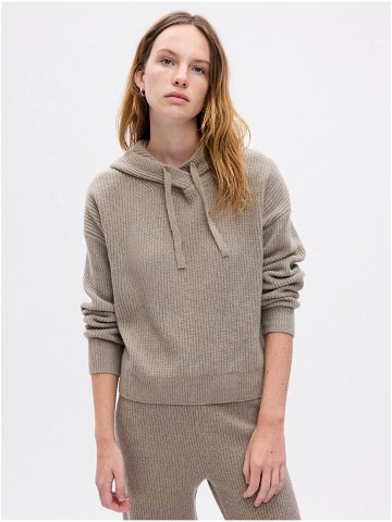 Béžový dámský žebrovaný svetr s kapucí GAP