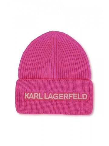 Dětska čepice Karl Lagerfeld fialová barva z husté pleteniny