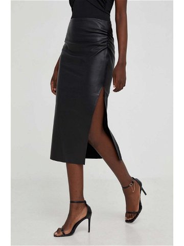 Kožená sukně Answear Lab černá barva maxi pouzdrová