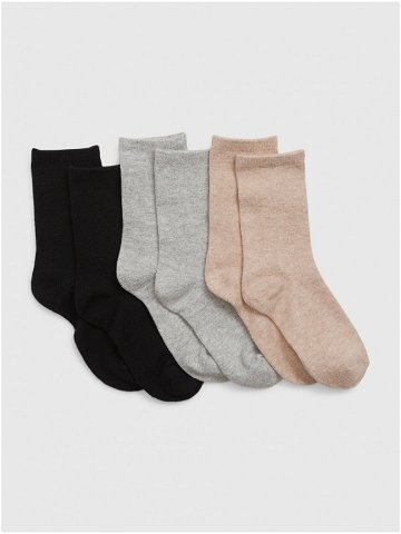 Sada tří párů holčičích ponožek v černé šedé a růžové barvě GAP