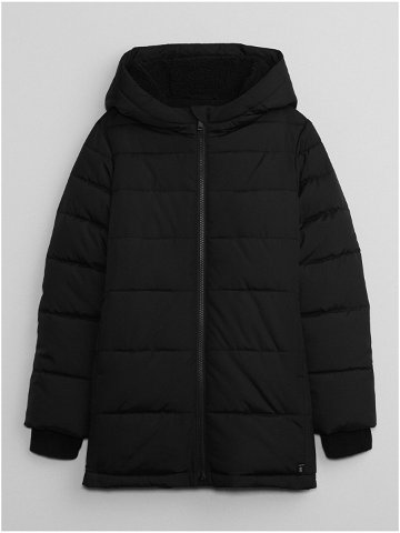 Černá dětská prošívaná zimní bunda s kapucí GAP