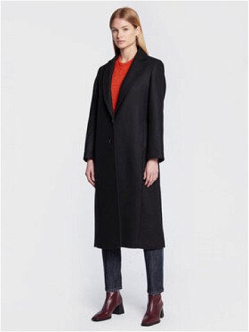 Sisley Vlněný kabát 2RATLN01U Černá Regular Fit