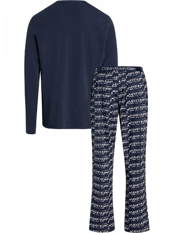 Pánské pyžamo L S PANT SET 000NM2184E GVB tm modré – Calvin Klein L