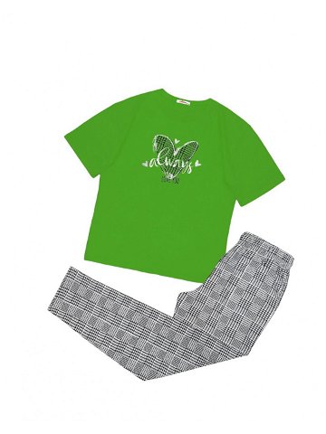 Dámské pyžamo 160 091 zelená s potiskem – Karol 4XL