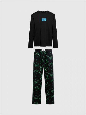 Pánské pyžamo 000NM2526E I2R černé s potiskem – Calvin Klein XL