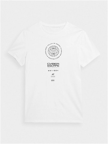 Pánské bavlněné tričko 4FAW23TTSHM0890-10S bílé – 4F XXL