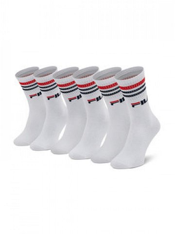Fila Sada 3 párů vysokých ponožek unisex Calze F9090 Bílá
