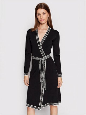 KARL LAGERFELD Úpletové šaty Wrap 215W1330 Černá Regular Fit