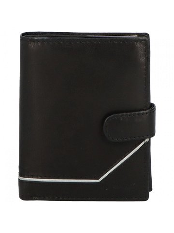 Větší pánská černá kožená peněženka se zápinkou – Diviley Heelal White