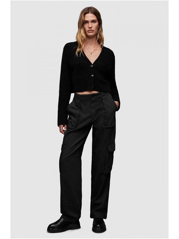 Bavlněné kalhoty AllSaints FRIEDA STRAIGHT dámské černá barva kapsáče medium waist
