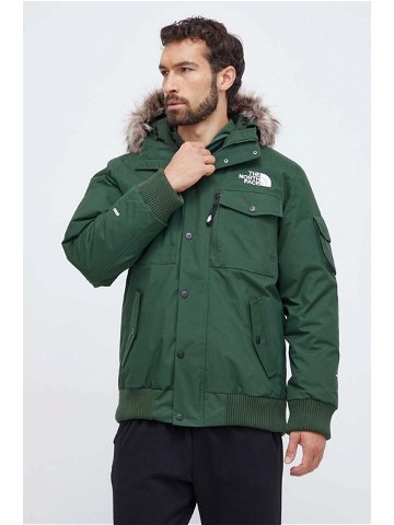 Péřová bunda The North Face pánská zelená barva zimní