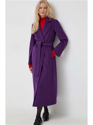Vlněný kabát MAX & Co fialová barva přechodný bez zapínání