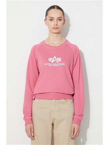 Mikina Alpha Industries New Basic Sweater Wmn pánská růžová barva s potiskem 196031 49-pink