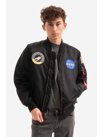 Bomber bunda Alpha Industries MA-1 NASA 166107 03 černá barva přechodná