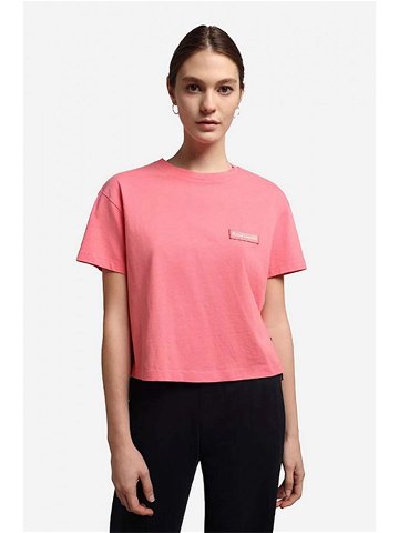 Bavlněné tričko Napapijri růžová barva NA4G97 P1D-P1D