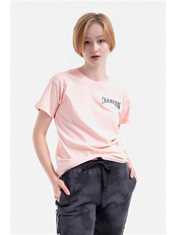 Bavlněné tričko Champion růžová barva 114525-WW001