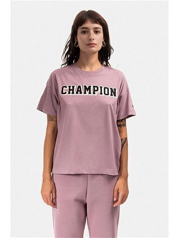 Bavlněné tričko Champion fialová barva 115450-PS162