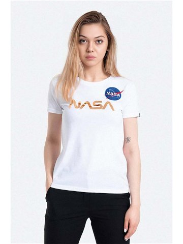 Bavlněné tričko Alpha Industries NASA Pm T bílá barva 198053 438-white