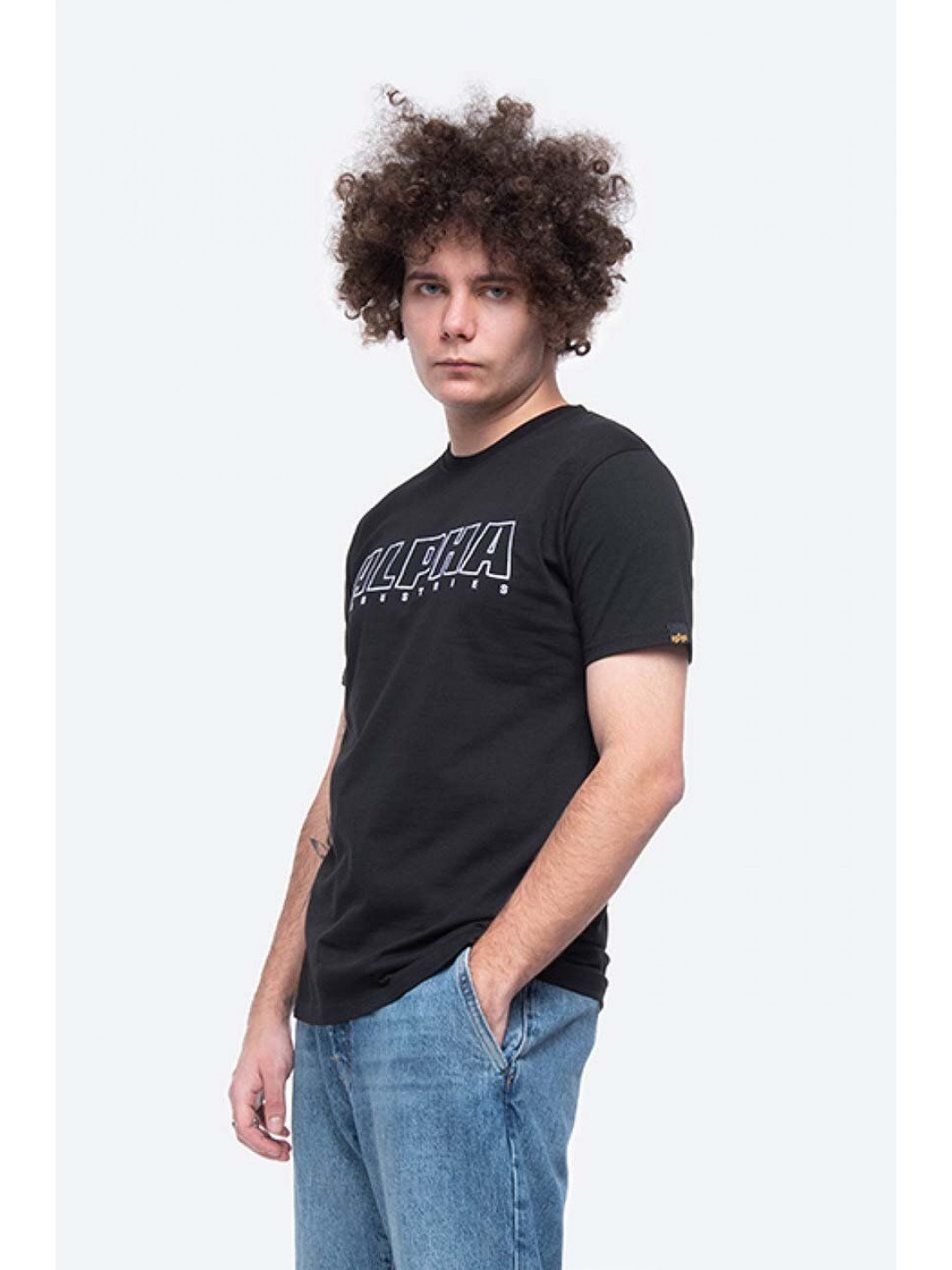 Bavlněné tričko Alpha Industries Embroidery Heavy Tee černá barva s aplikací 116573 95-black