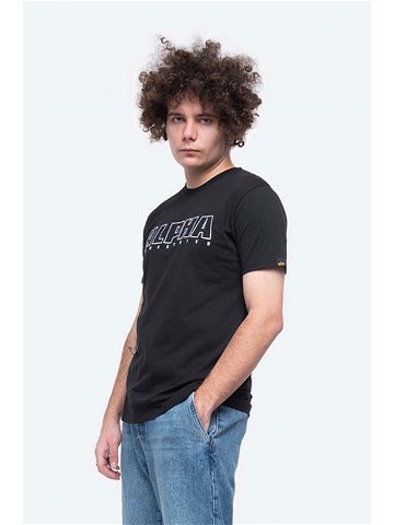 Bavlněné tričko Alpha Industries Embroidery Heavy Tee černá barva s aplikací 116573 95-black