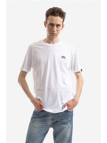 Bavlněné tričko Alpha Industries bílá barva s potiskem 128507CP 573-white