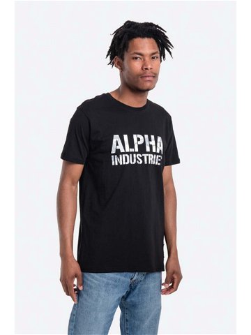 Bavlněné tričko Alpha Industries černá barva s potiskem 156513 95-black