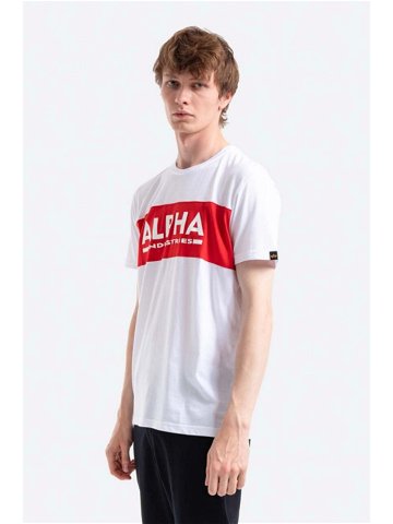 Bavlněné tričko Alpha Industries bílá barva s potiskem 186505 09-white