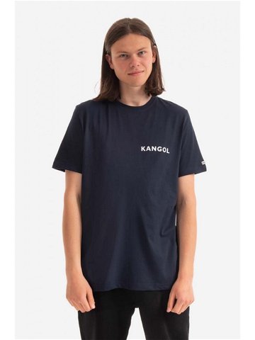 Bavlněné tričko Kangol Heritage Basic tmavomodrá barva s potiskem KLHB003-OFFWHITE