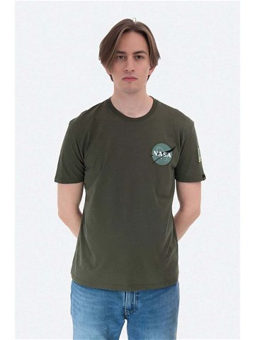 Bavlněné tričko Alpha Industries zelená barva 176507 257-green