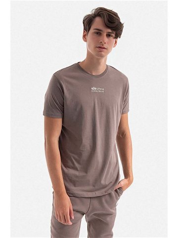 Bavlněné tričko Alpha Industries šedá barva s potiskem 118529 628-grey