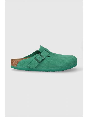 Semišové pantofle Birkenstock pánské zelená barva