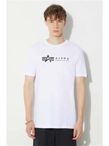 Bavlněné tričko Alpha Industries Alpha Label T 2 Pack bílá barva s potiskem 118534 09