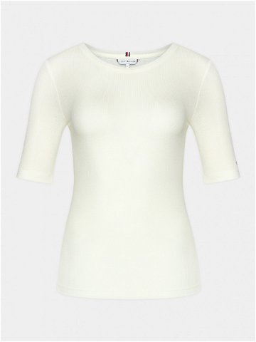 Tommy Hilfiger T-Shirt Slim Soft Tencel C-Nk 1 2Slv WW0WW39789 Écru Slim Fit