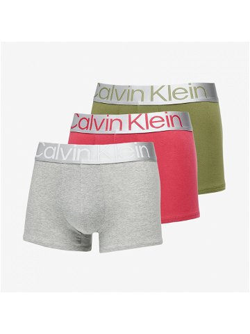 Calvin Klein Reconsidered Steel Cotton Trunk 3-Pack Olive Branch Grey Heather Red Bud
