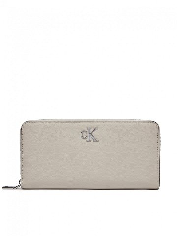 Calvin Klein Jeans Velká dámská peněženka Minimal Monogram Zip Around K60K611269 Écru