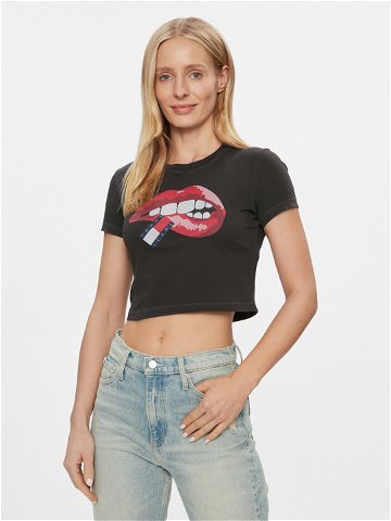 Tommy Jeans T-Shirt Lips DW0DW17373 Černá Slim Fit
