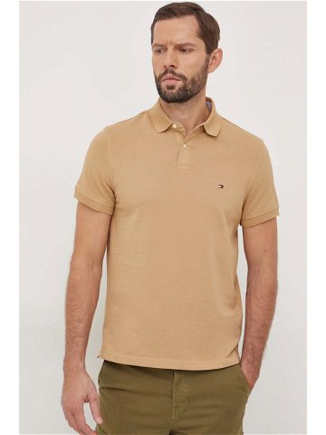 Polo tričko Tommy Hilfiger hnědá barva MW0MW17770