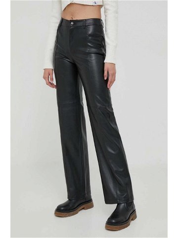 Kalhoty United Colors of Benetton dámské černá barva jednoduché high waist
