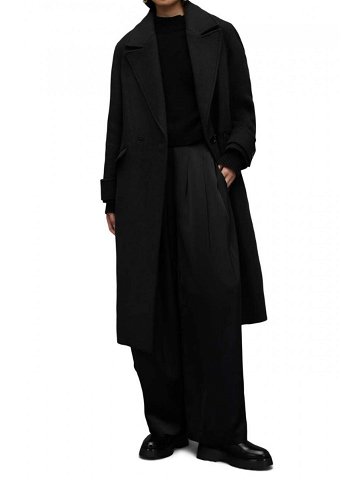 Kabát AllSaints WO016Z MABEL COAT dámský černá barva přechodný dvouřadový