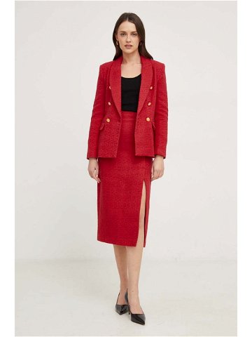 Bavlněná sukně Answear Lab červená barva midi pouzdrová