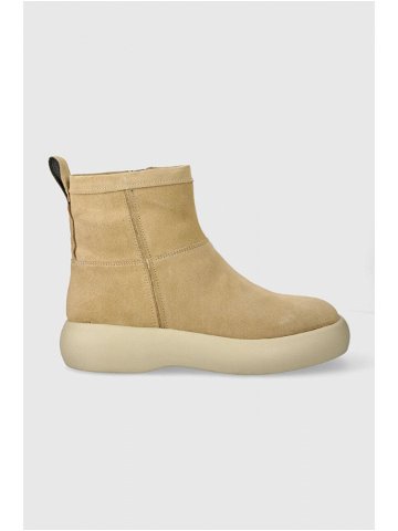 Semišové boty Vagabond Shoemakers JANICK dámské béžová barva na plochém podpatku zateplené 5695 040 13