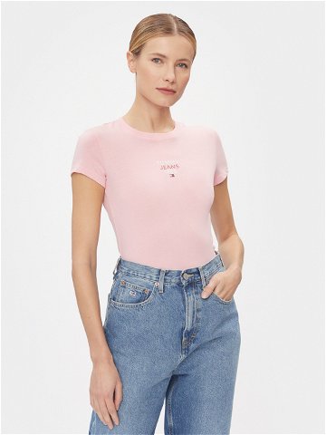 Tommy Jeans T-Shirt Essential DW0DW17357 Růžová Slim Fit