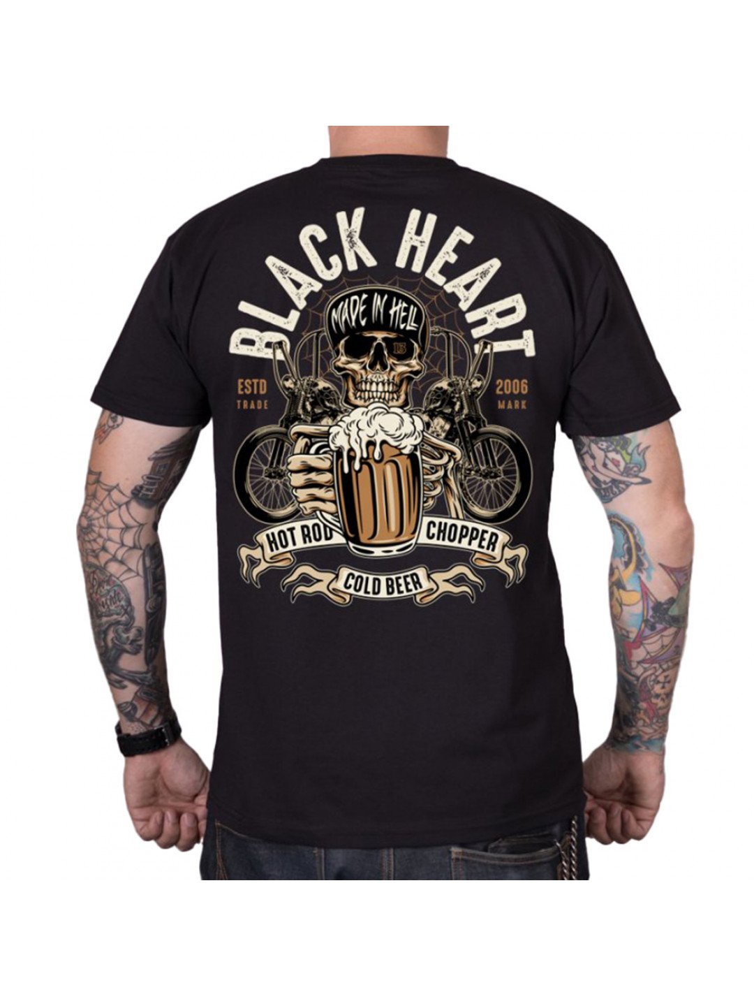 Triko BLACK HEART Beer Biker černá XXL