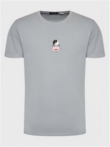 Kaotiko T-Shirt Lotus Ying Yang AL013-01-G002 Šedá Regular Fit