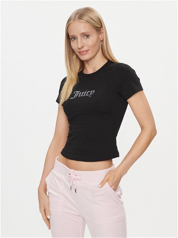 Juicy Couture T-Shirt Shrunken Diamante JCMCT223257 Černá Slim Fit