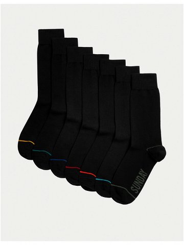 Sada sedmi párů pánských ponožek v černé barvě Marks & Spencer Cool & Fresh