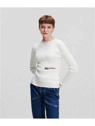 Svetr karl lagerfeld jeans klj lslv fitted sweater bílá xs