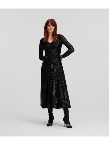 Šaty karl lagerfeld sequin maxi evening dress černá 40
