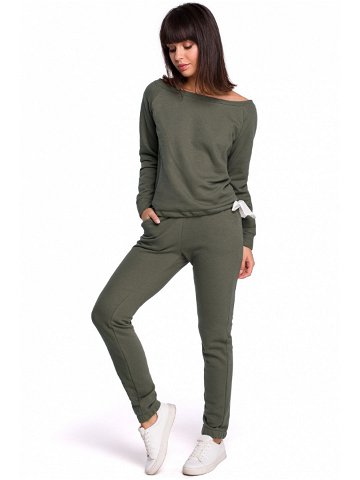 Dámské teplákové kalhoty model 13782159 olivovo zelená S36 – BeWear